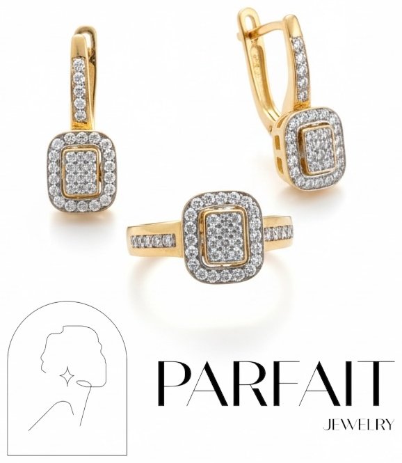 PARFAIT JEWELRY PJ_Baget_20размер_3 вес 6.9 г золото, фианит купить,NaN