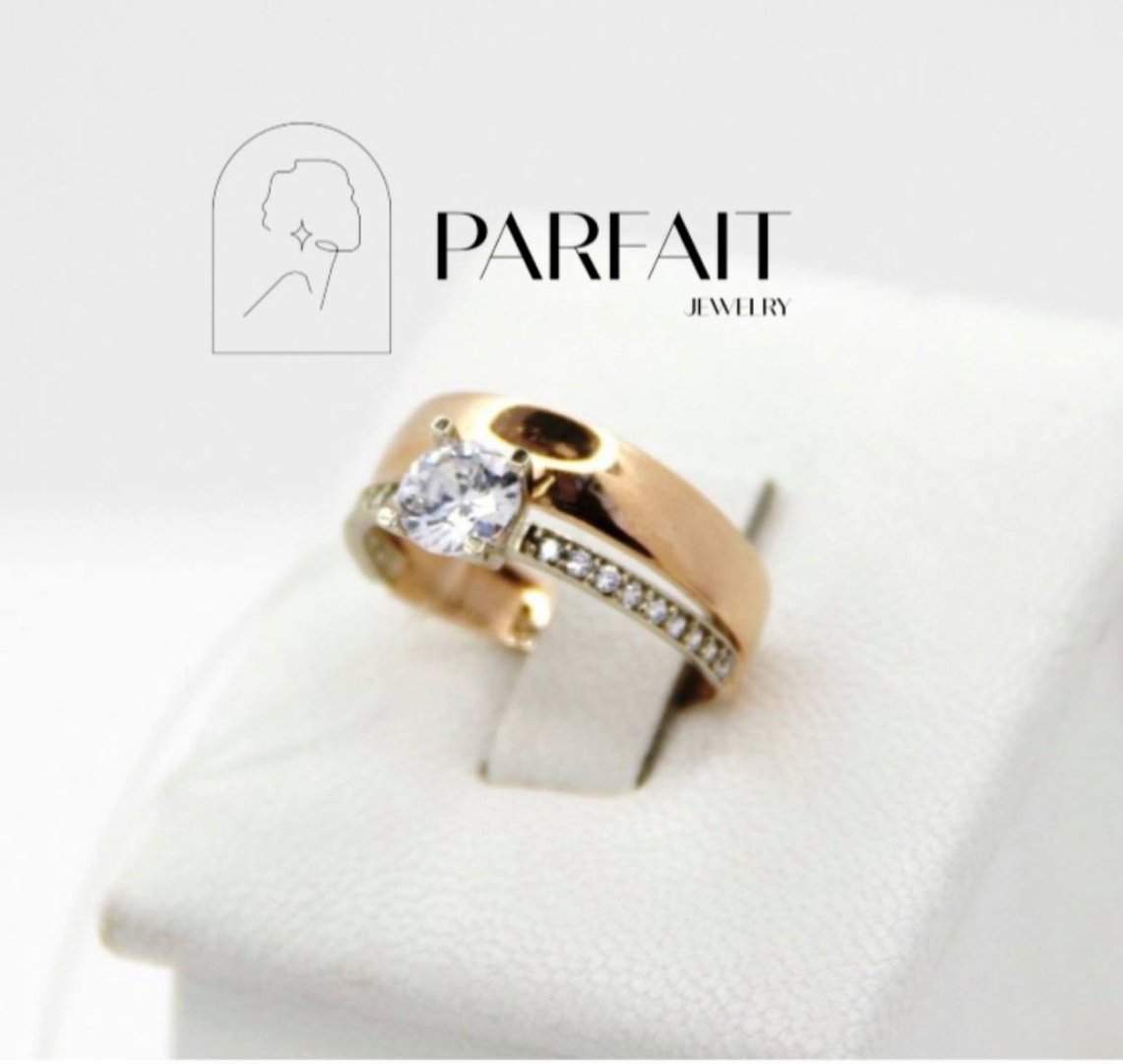 Кольцо PARFAIT JEWELRY GFC_PJ_dvoika_58 размер 17.5 вес 2.05 г золото, фианит