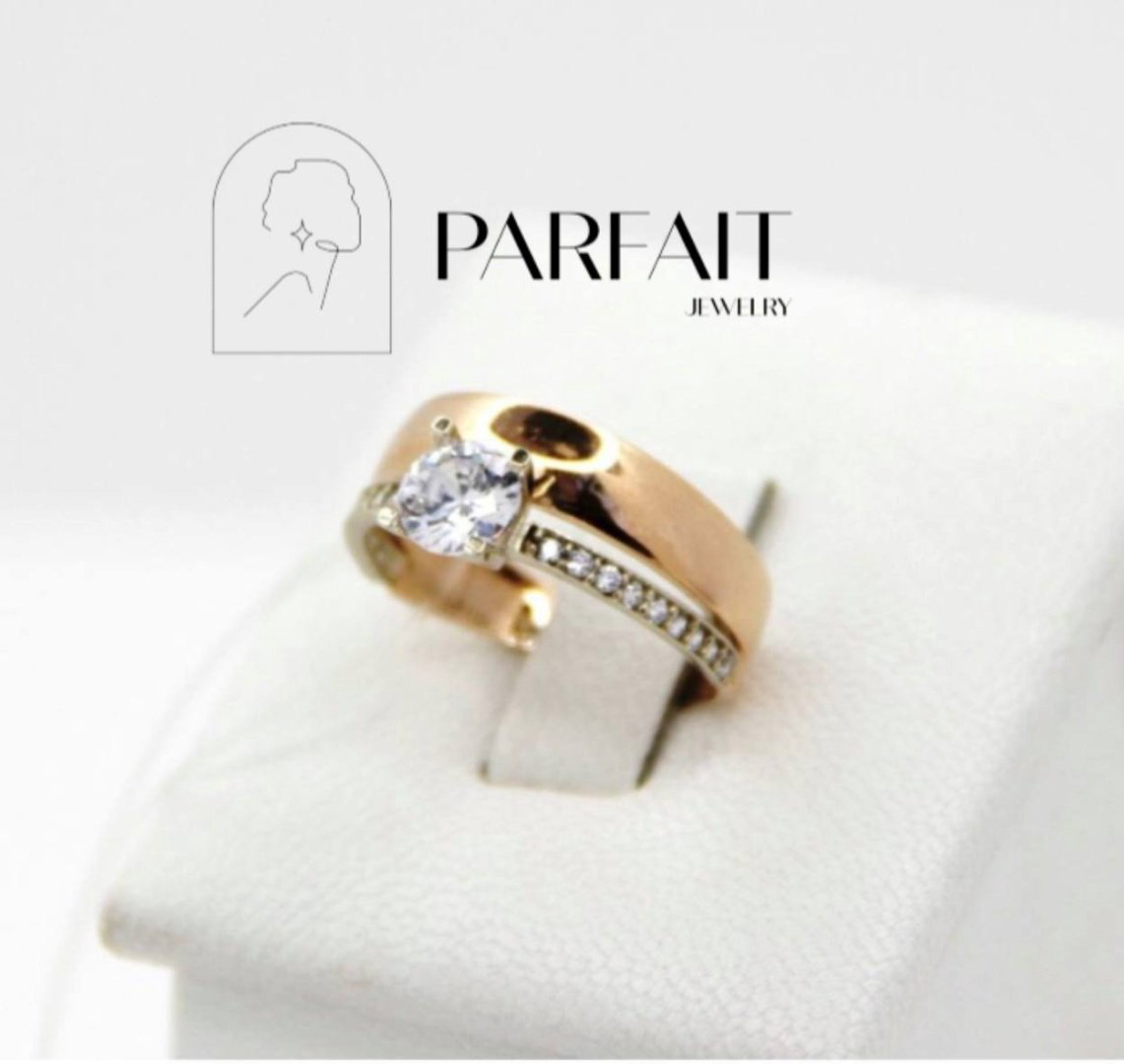 Кольцо PARFAIT JEWELRY GFC_PJ_dvoika_58 размер 17.5 вес 2.05 г золото, фианит