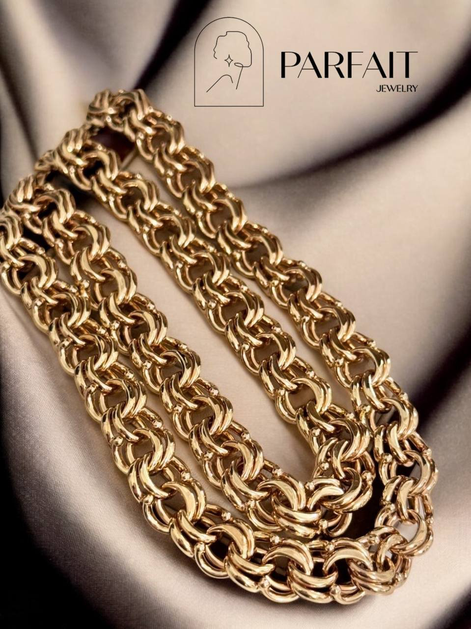 Цепь PARFAIT JEWELRY GFC_PJ_Бисмарк_Цепь_0286 длина 55 см, вес 16.75 г золото, плетение бисмарк