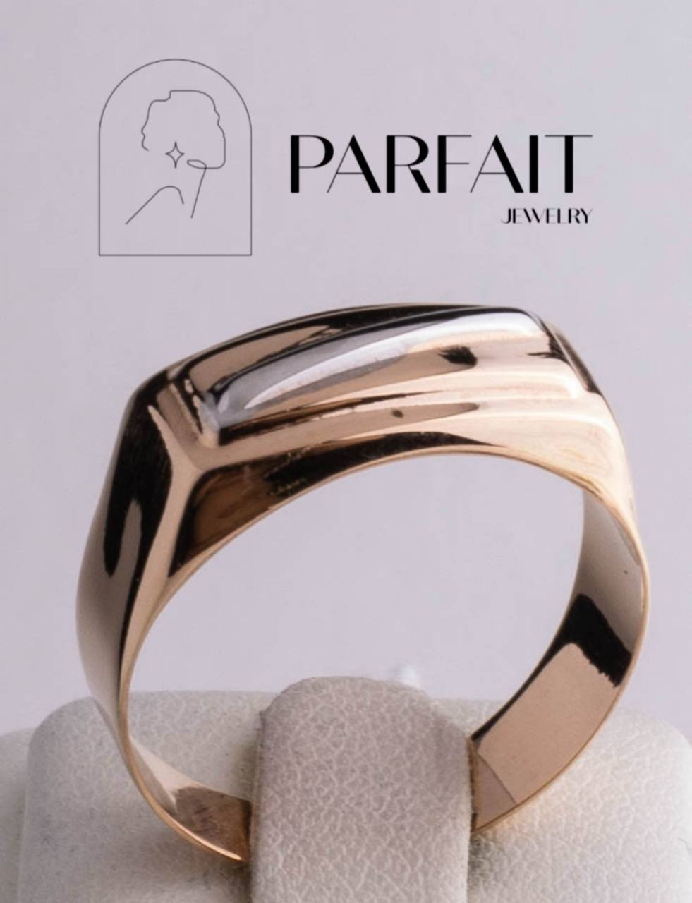 Кольцо PARFAIT JEWELRY Мужская печатка GFC_PJ_L_07 размер 20.5 вес 2.1 г золото, без вставок