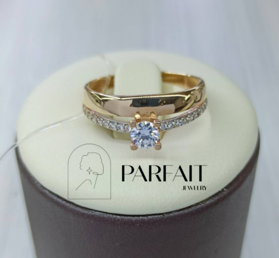 Кольцо PARFAIT JEWELRY GFC_PJ_dvoika_58 размер 17.5 вес 2.05 г золото, фианит