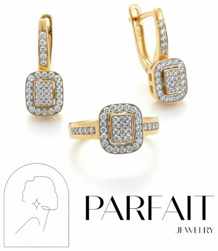PARFAIT JEWELRY PJ_Baget_18.5размер_1 вес 6.8 г золото, фианит