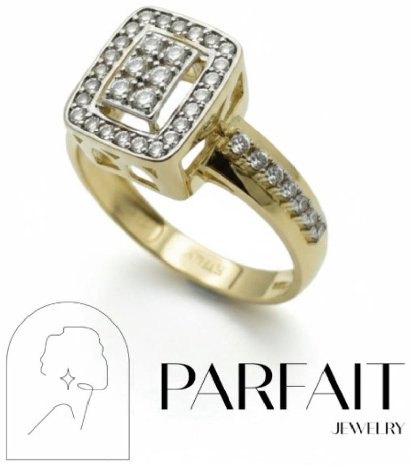 Кольцо PARFAIT JEWELRY PJ_Baget_3 размер 18.5 вес 2.5 г золото, фианит купить,NaN