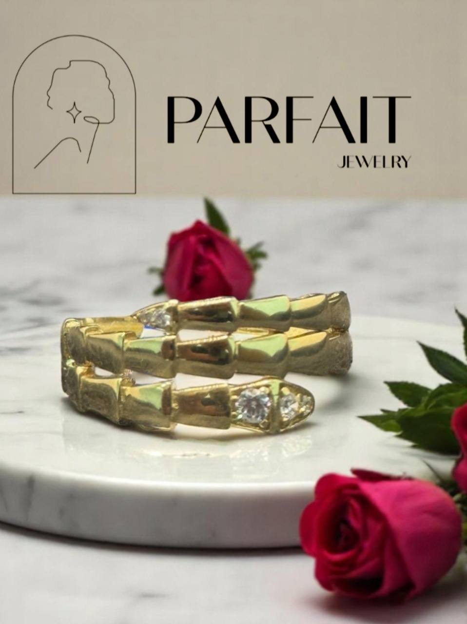 Кольцо PARFAIT JEWELRY GFC_PJ_Zmeika_IG_239 размер 18 вес 3.09 г золото, фианит купить,NaN