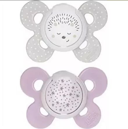 Пустышка Chicco силикон Comfort Lumi 16м+ 2 шт фиолетовая