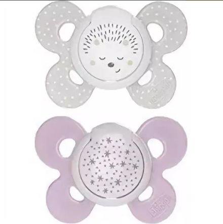 Пустышка Chicco силикон Comfort Lumi 16м+ 2 шт фиолетовая купить,NaN