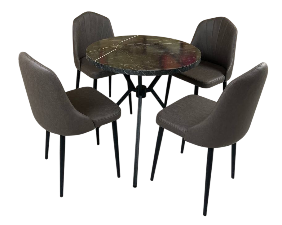 Комплект KADI ViV-1514CH стол 80х80см 4 стула коричневый купить,NaN