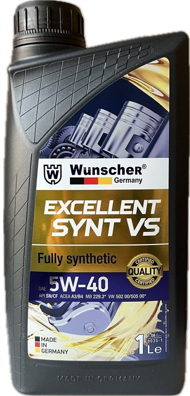 Моторное масло Синтетическое WUNSCHER Ecxellent Synt VS 5W-40 1 л купить,NaN