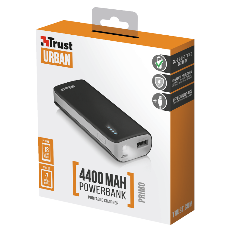 Power Bank Trust Primo 4400mAh черный купить,NaN