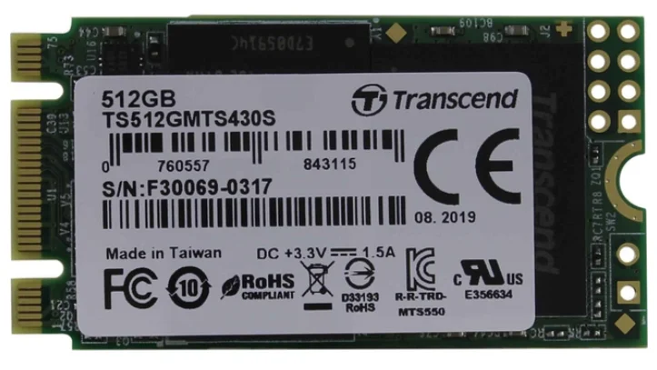 SSD накопитель Transcend MTS430 TS512GMTS430S 512Gb