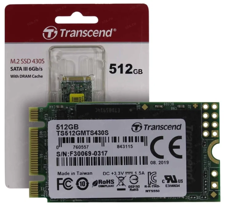 SSD накопитель Transcend MTS430 TS512GMTS430S 512Gb купить,0