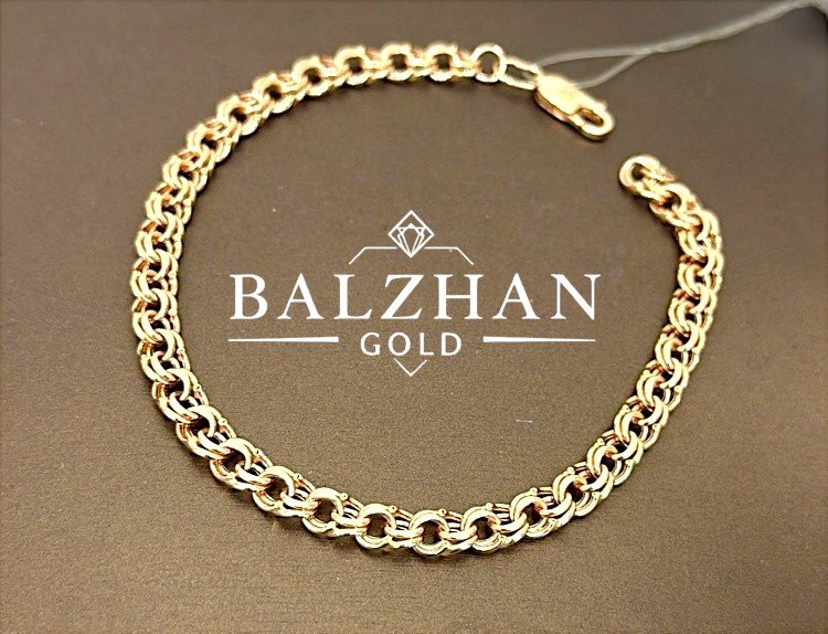 Браслет Dani BALZHAN GOLD-6810 длина 19 см, вес 2.18 г золото, плетение бисмарк купить,NaN