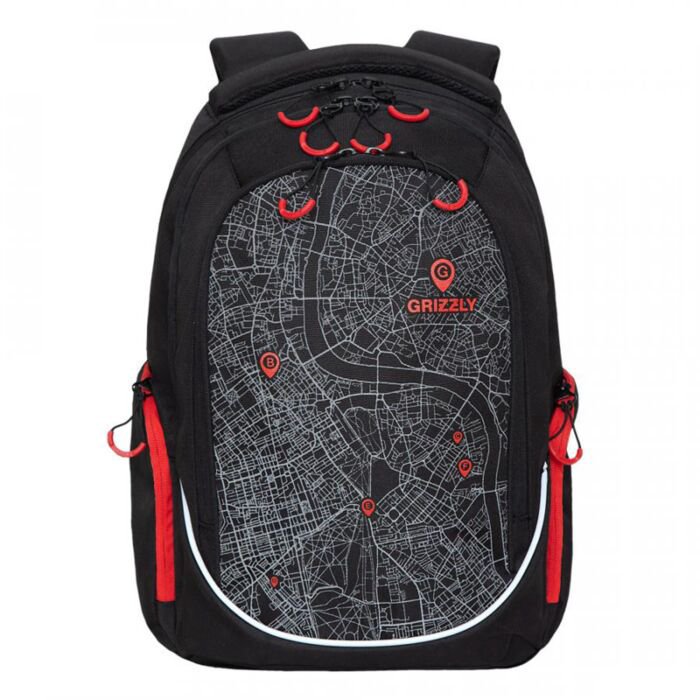 Рюкзак Grizzly GPS Карта черно-красный купить,NaN