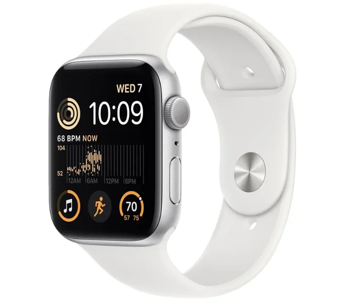 Смарт-часы Apple Watch SE 2022 44mm MNK23GK/A Silver with White Sport Band