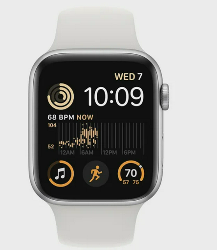 Смарт-часы Apple Watch SE 2022 44mm MNK23GK/A Silver with White Sport Band