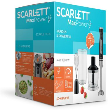 Блендер Погружной Scarlett SC-HB42F96 черный - ForteMarket Блендер Погружной Scarlett SC-HB42F96 черный купить,18490