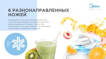 Блендер Midea MJ-BL1501W серебристый - ForteMarket Блендер Midea MJ-BL1501W серебристый купить,0