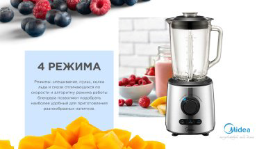 Блендер Midea MJ-BL5001AW черный, серебристый купить,NaN
