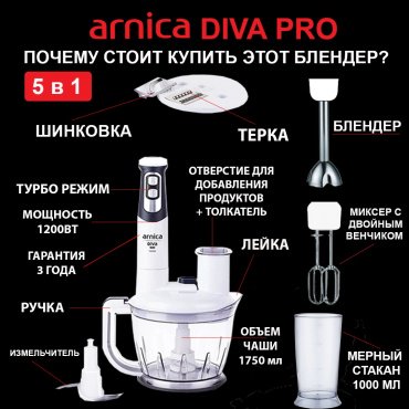 Блендер ARNICA Diva Pro Set White белый - ForteMarket Блендер ARNICA Diva Pro Set White белый купить,0