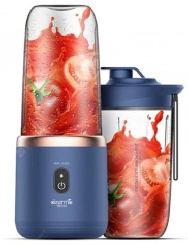 Блендер беспроводной Xiaomi Deerma Mini Juice Blender - Синий+Доп.стакан