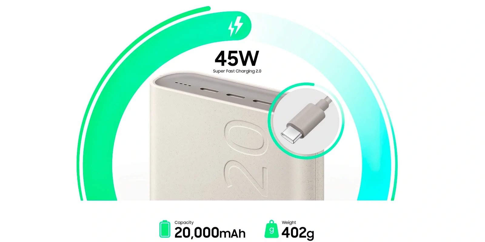 Power Bank Samsung EB-P4520XUEGRU 20000mAh 45W Beige купить,0