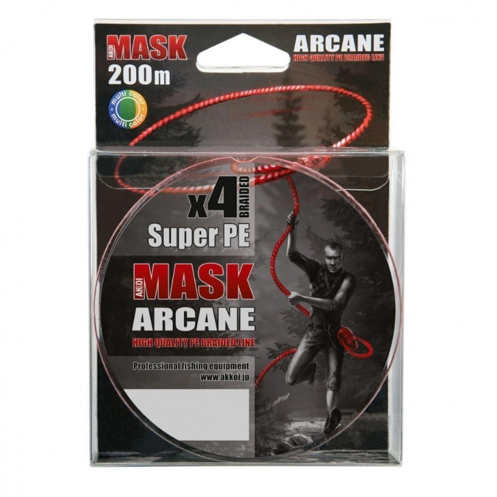 Леска плетёная Akkoi Mask Arcane X4-200 multi color 200 м 0,37 мм 22,68 кг мультиколор купить,NaN