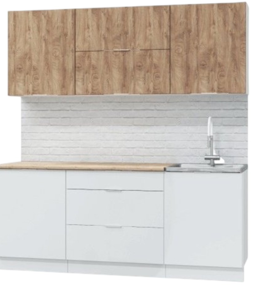 Гарнитур кухонный MLK Асти 200x210х60см бело-коричневый купить,NaN