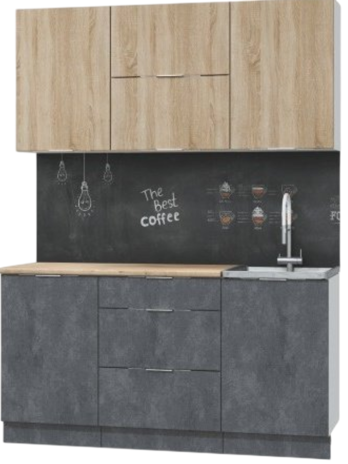Гарнитур кухонный MLK Асти 160x210х60см темно-серый купить,NaN