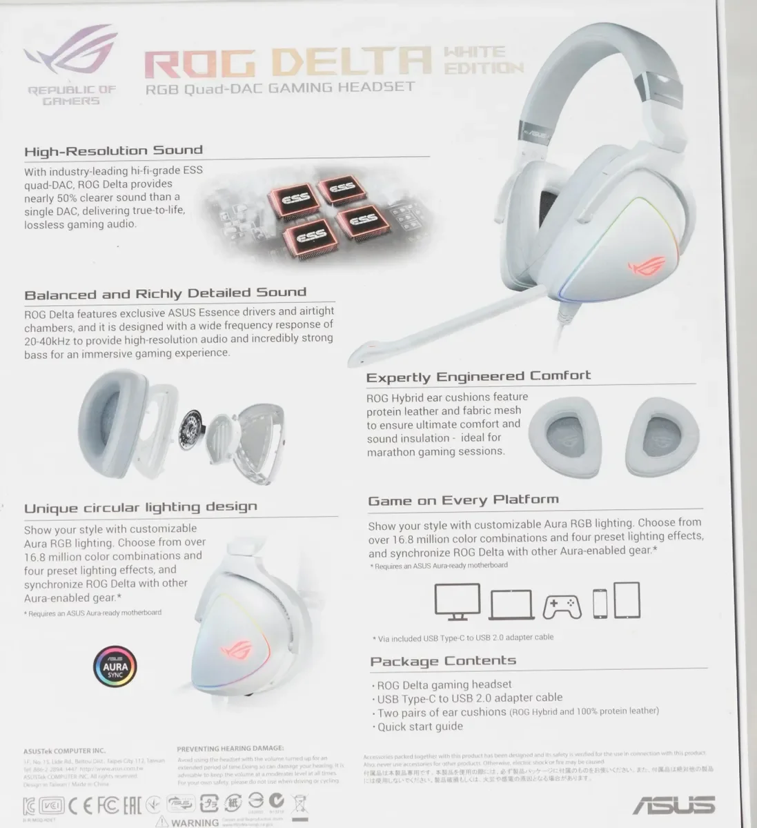 Наушники Asus Rog Delta 90YH02HW-B2UA00 White купить,NaN