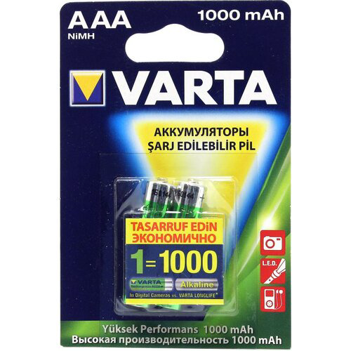 Батарейки Varta HR03/AAA 1000mAh/1.2V 2шт купить,NaN