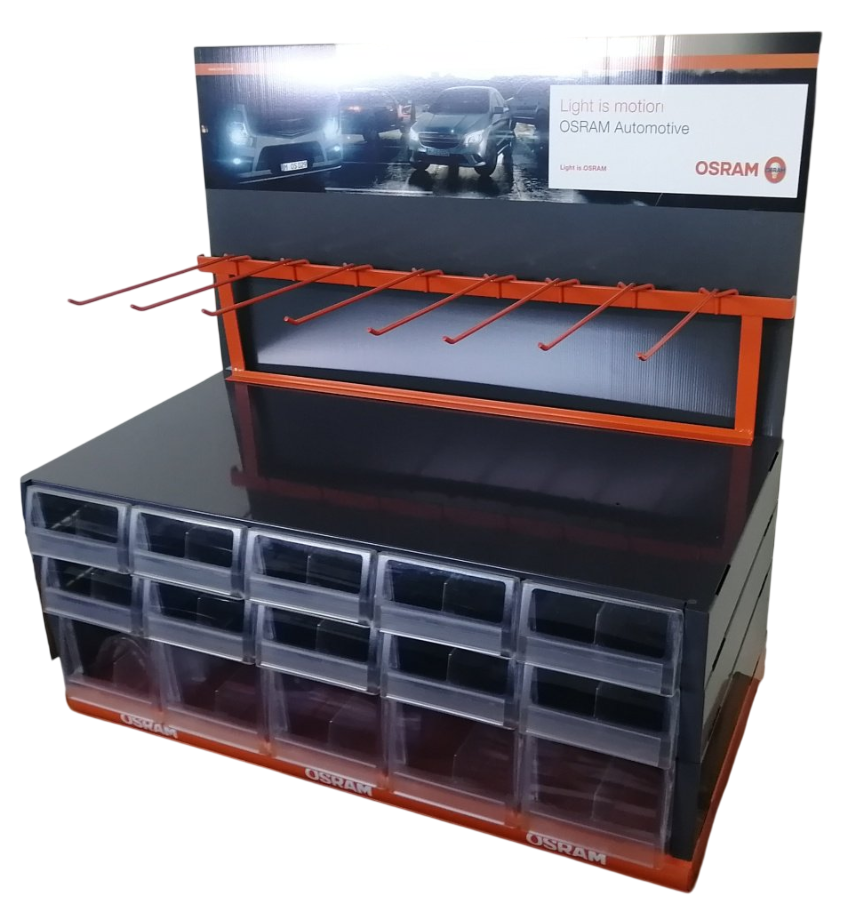 Стеллаж торговый под лампочки Osram 90x45x50см черный купить,NaN