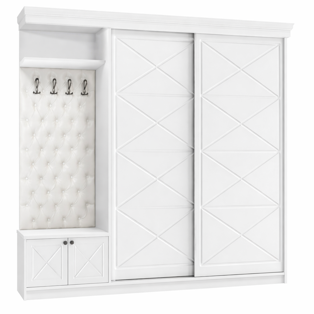 Комплект для прихожей Elegant Аврора 2.0 200x62x207.5см белый купить,NaN