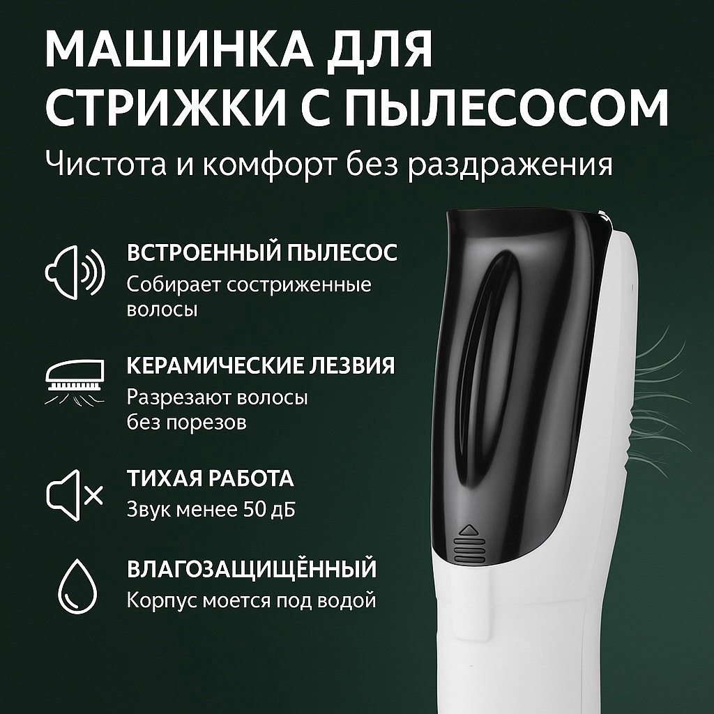 White Wave триммер с пылесосом и керамическими лезвиями белый купить,NaN