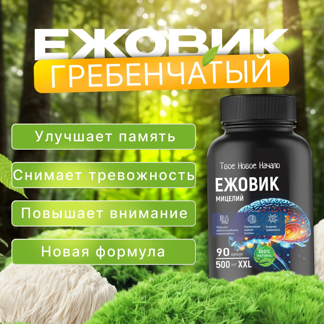 Твое Новое Начало Мицелий Ежовика Гребенчатого капсулы 90 шт купить,NaN