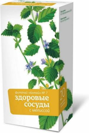 Алтайский кедр сбор трав Фиточай «Алтай» №7 «Здоровые сосуды. С мелиссой», 20 ф/п 40 купить,NaN