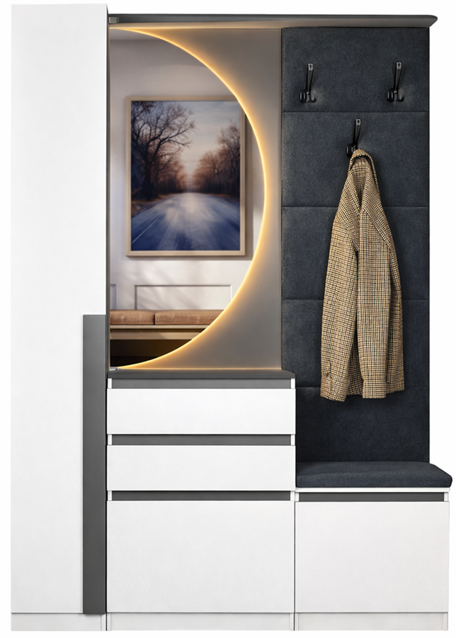 Прихожая Elegant Ингрид 1.6м 160x47x210см белый/серый купить,NaN
