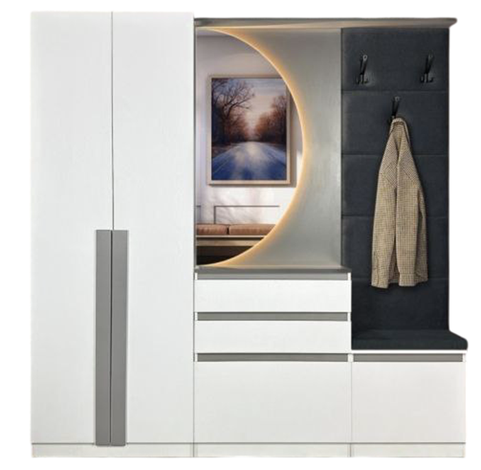 Прихожая Elegant Ингрид 2.2м 220x47x210см белый/серый купить,NaN