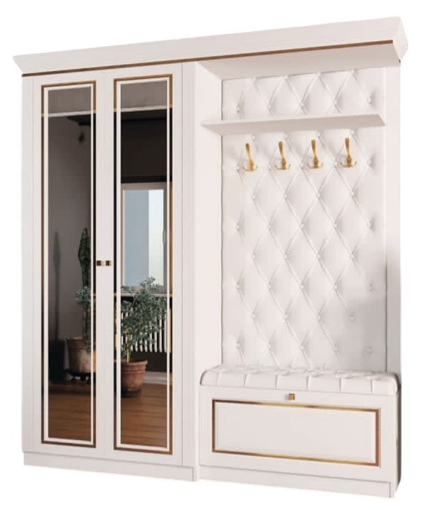 Прихожая Edem Техас-2 200x42x210см белый с золотом купить,NaN