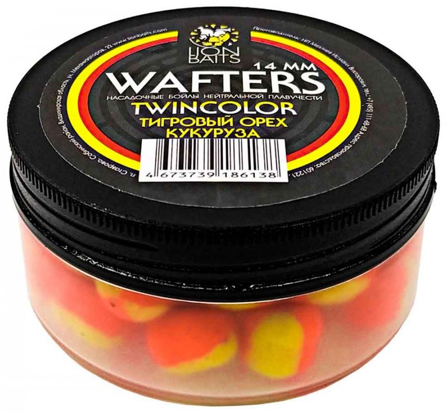 Прикормка Lion Baits Бойлы Wafters двухцветные 14мм 40гр LB-004029 Тигровый орех-Кукуруза 0.04 кг - ForteMarket Прикормка Lion Baits Бойлы Wafters двухцветные 14мм 40гр LB-004029 Тигровый орех-Кукуруза 0.04 кг купить,NaN