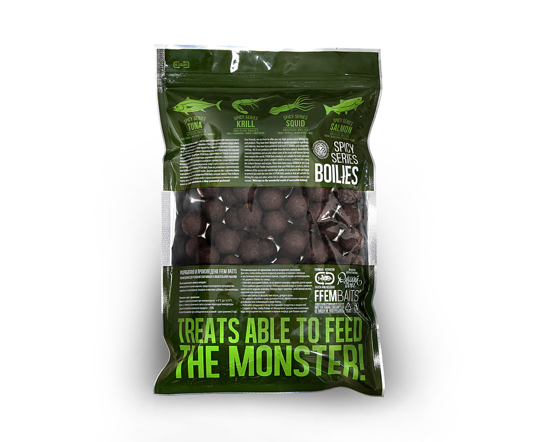 Бойлы вареные FFEM Ajika Boilies Squid 20 мм 1 кг  купить,NaN