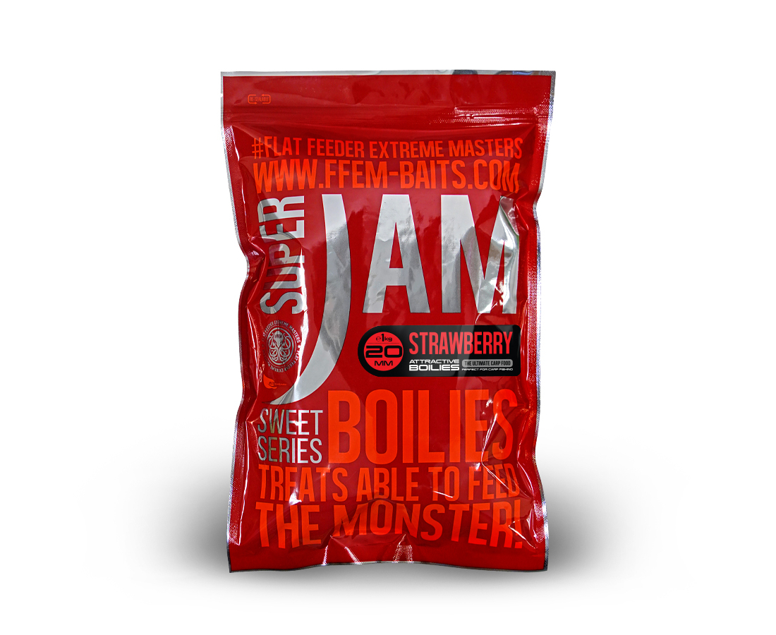 Бойлы вареные FFEM  Super Jam Boilies Strawberry 20 мм 1 кг  купить,NaN
