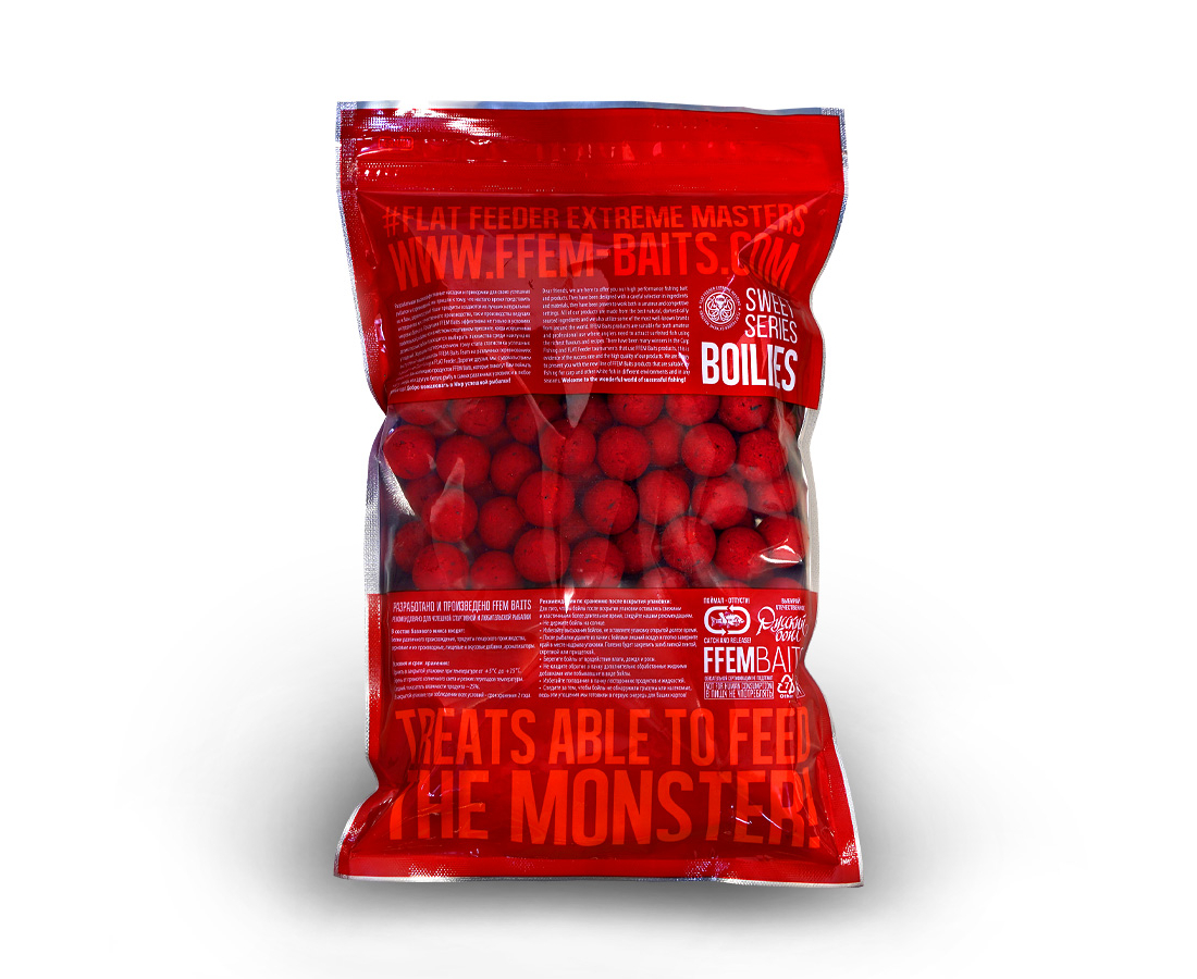Бойлы вареные FFEM  Super Jam Boilies Strawberry 20 мм 1 кг  купить,NaN