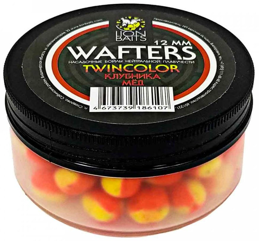 Прикормка Lion Baits Бойлы Wafters двухцветные 12мм 40гр LB-004019 Клубника-Мёд 0.04 кг купить,NaN