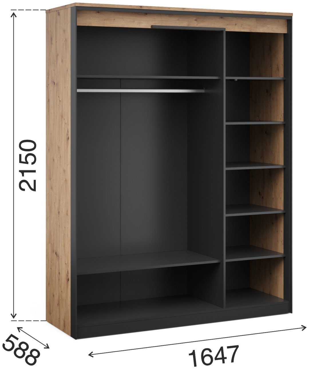 Распашной шкаф IMPERIAL Тринити, 164.7x215х58.8 см, черный, коричневый купить,NaN