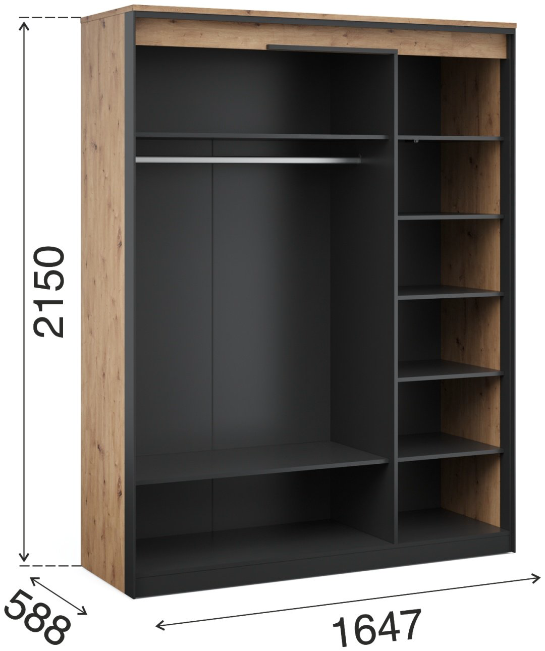 Распашной шкаф IMPERIAL Тринити, 164.7x215х58.8 см, черный, коричневый купить,NaN