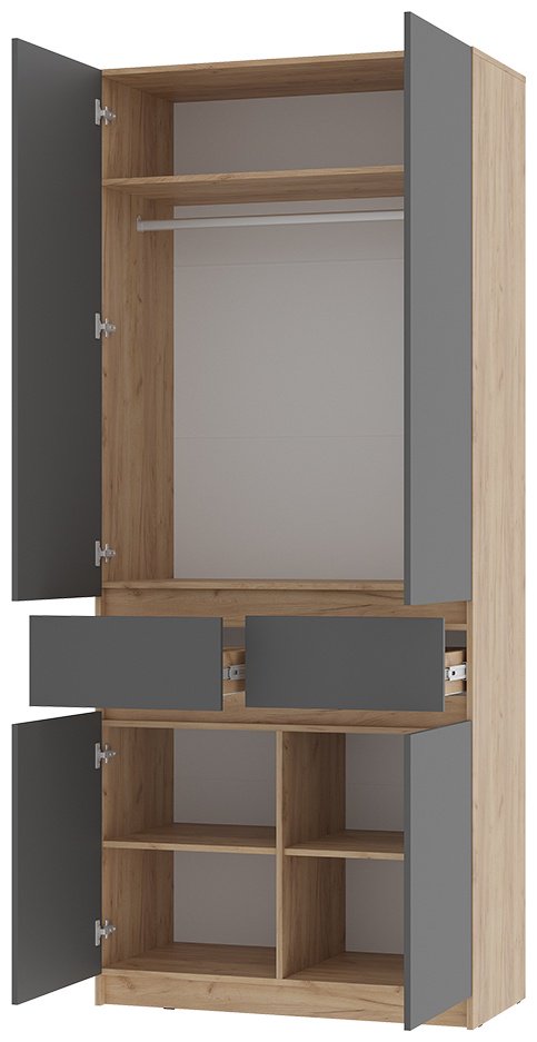 Распашной шкаф BTS Багира, 100.2x238.4х51 см, графит, коричневый купить,NaN