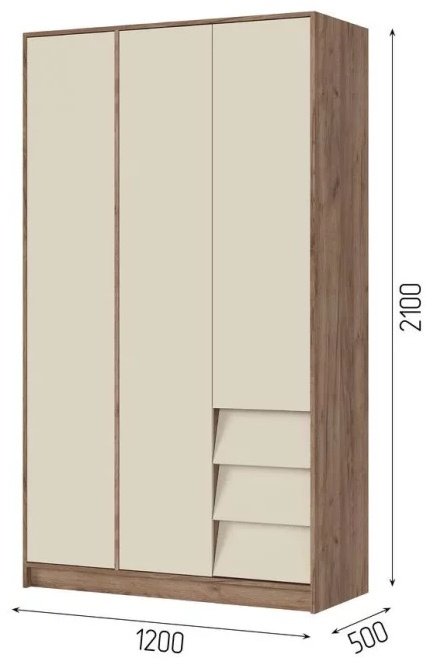 Распашной шкаф Рейн, 120x210х50 см, бежевый, светло-коричневый купить,NaN