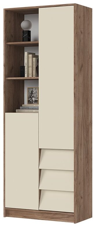 Шкаф-пенал Стендмебель Рейн, 80x210х40 см, белый, светло-коричневый купить,NaN