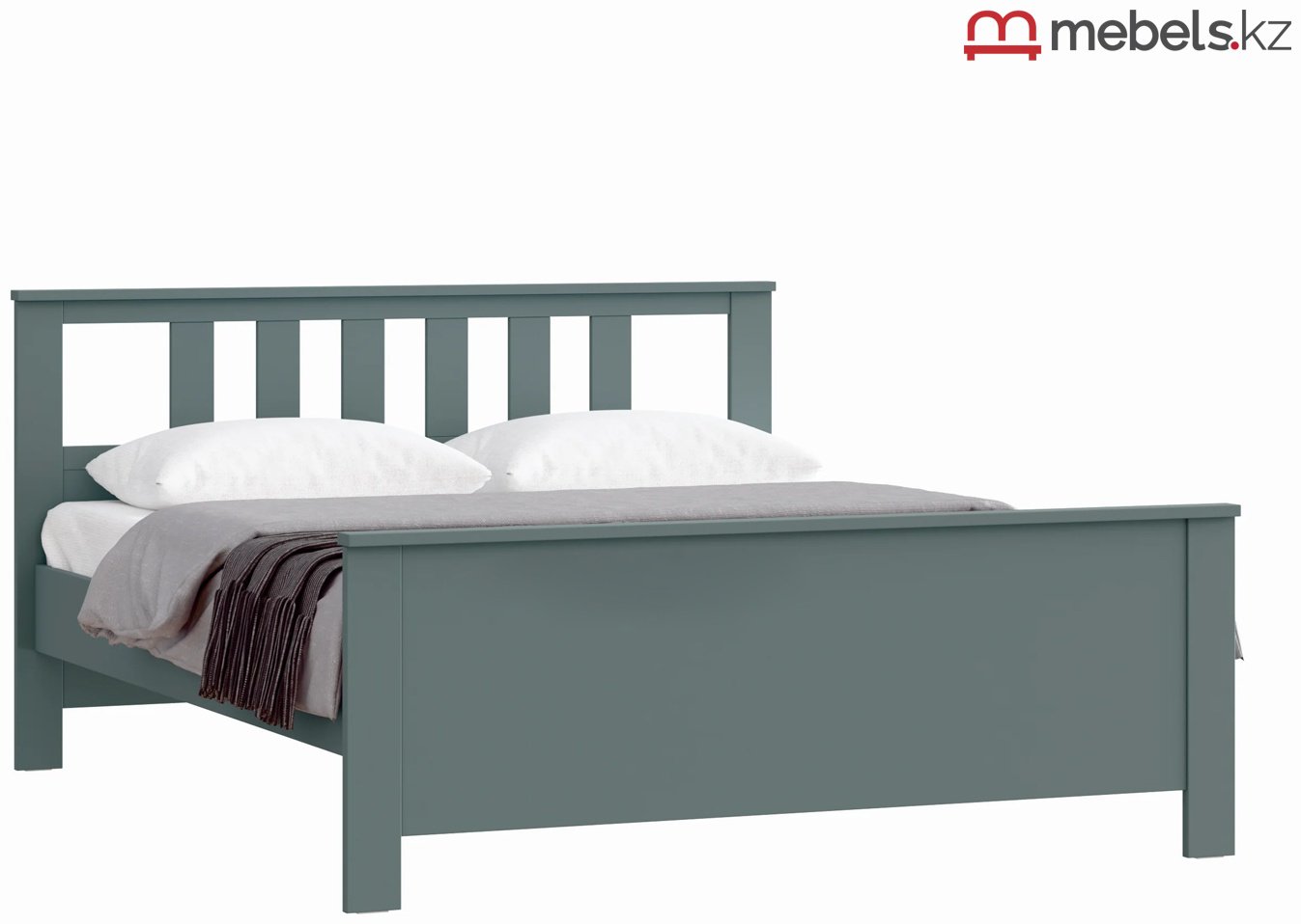 Кровать Mebels.kz HEMNES двуспальная, 160x200 см (без матраса, без подъёмного механизма) бирюзовый купить,NaN
